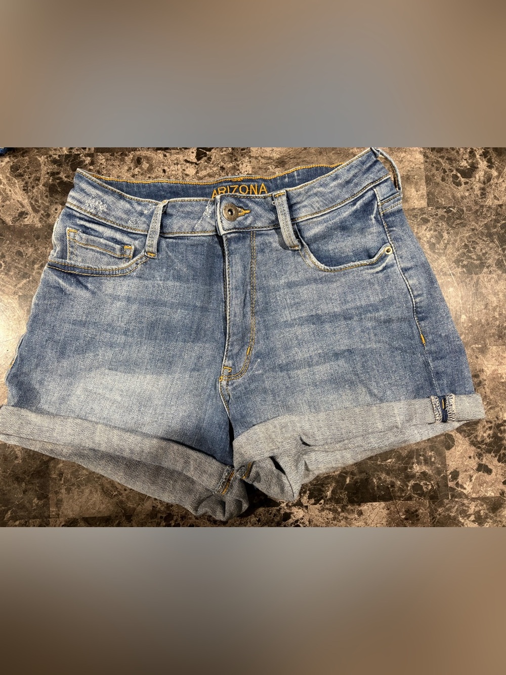 Arizona Jean Company Medium Blue Rolled-Hem Denim Shorts